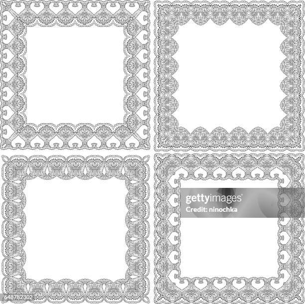 ornamental frames - damask rose stock illustrations