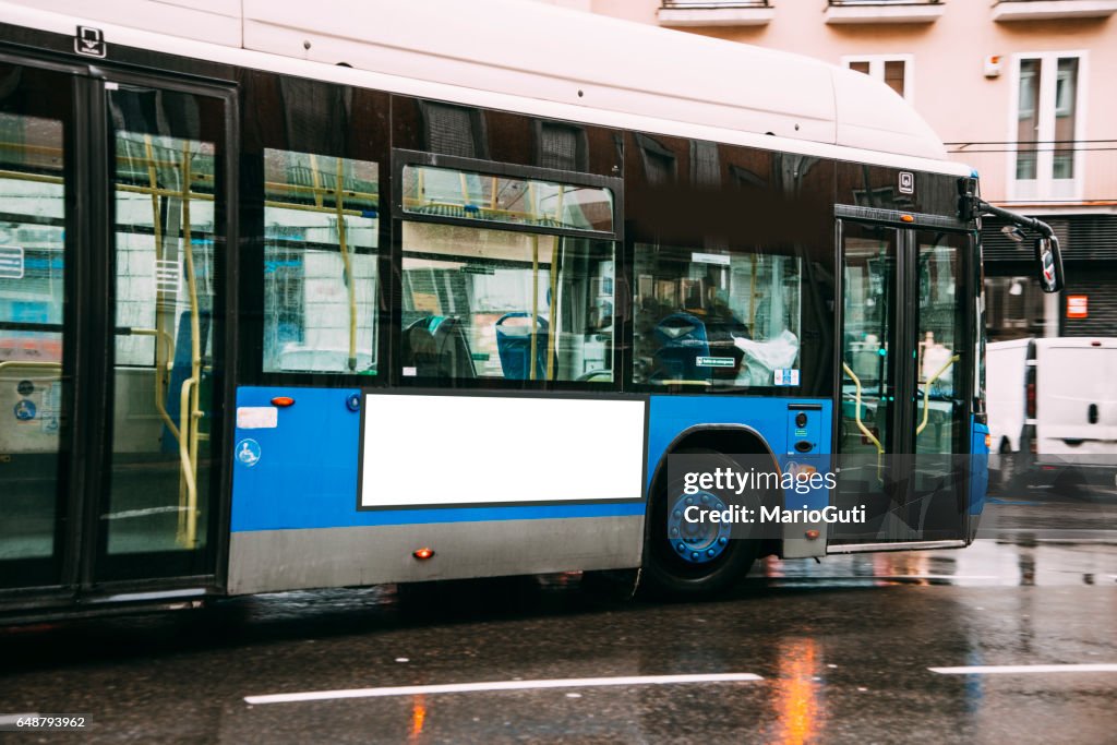 Bus stop with blank billboard