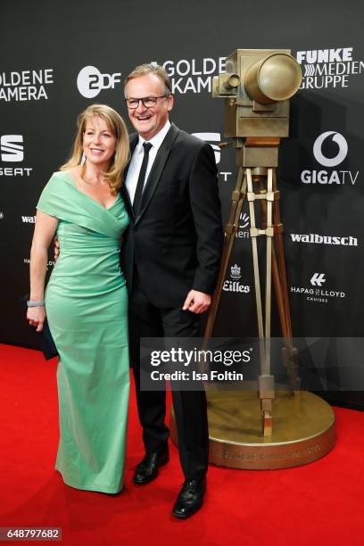 German moderator Frank Plasberg and his wife Anne Gesthuysen arrive for the Goldene Kamera on March 4, 2017 in Hamburg, Germany.