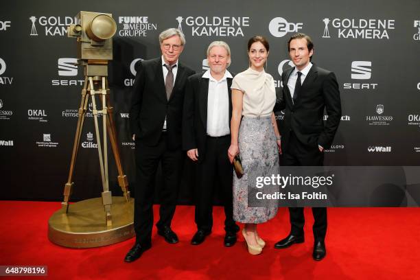 Script writer Rolf Basedow, german actor Arved Birnbaum, German actress Ulrike C. Tscharre and producer Quirin Berg 'Die Zielfahnder' arrive for the...