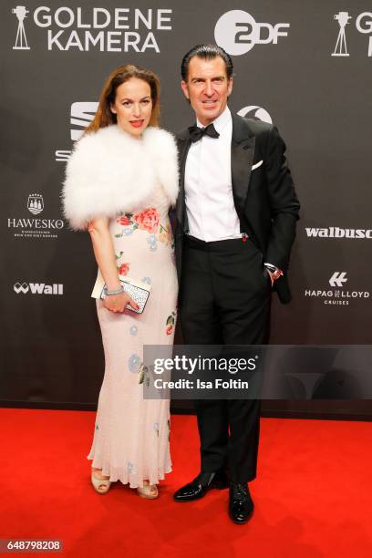 Philip Welte and his wife Judy Weiss arrive for the Goldene Kamera on March 4, 2017 in Hamburg, Germany.