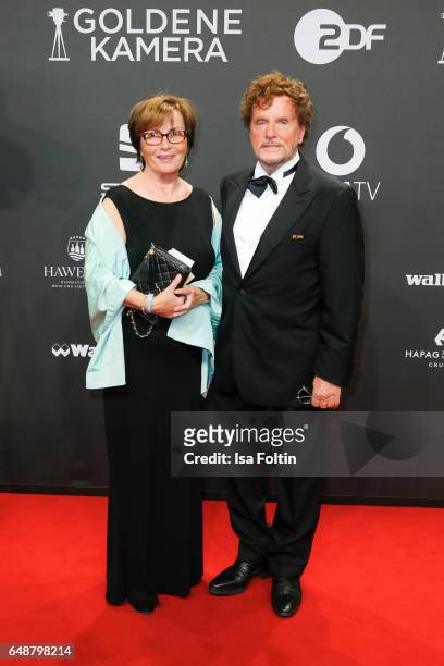German director Dieter Wedel and his partner Uschi Wolters arrive for the Goldene Kamera on March 4, 2017 in Hamburg, Germany.