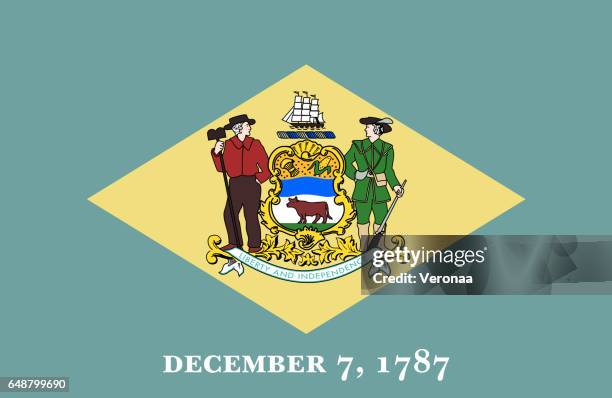 ilustrações de stock, clip art, desenhos animados e ícones de delaware state flat flag - delaware