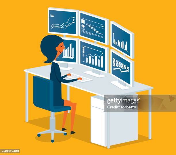 business investment - traders desk stock illustrations