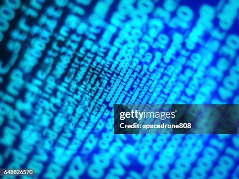 Diagonal Blue Computer Code Bokeh Background High-Res Vector Graphic ...