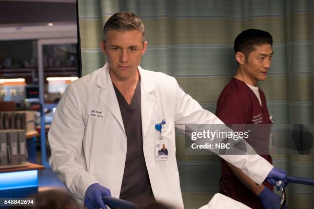 Prisoner's Dilemma" Episode 215 -- Pictured: Jeff Hephner as Jeff Clarke, Brian Tee as Dr. Ethan Choi --