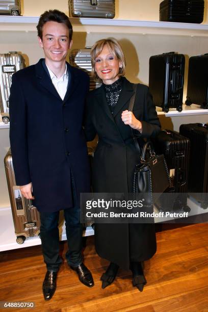 Frederic Arnault and Helene Arnault attend the Opening of the Boutique Rimowa - 73 Rue du Faubourg Saint Honore in Paris on March 6, 2017 in Paris,...