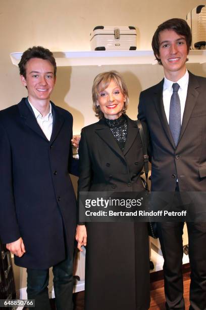 Frederic Arnault, Helene Arnault and CEO of Rimowa, Alexandre Arnault attend the Opening of the Boutique Rimowa - 73 Rue du Faubourg Saint Honore in...