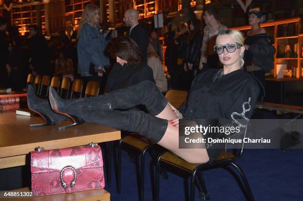 Caroline Vreeland attends the FENTY PUMA by Rihanna show as part of the Paris Fashion Week Womenswear Fall/Winter 2017/2018 on March 6, 2017 in...