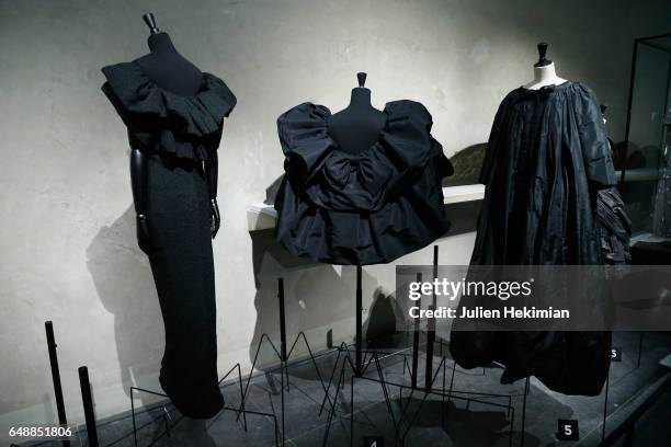 General ambiance of atmosphere of the "Balenciaga, L'Oeuvre En Noir" Exhibition as part of the Paris Fashion Week Womenswear Fall/Winter 2017/2018 on...