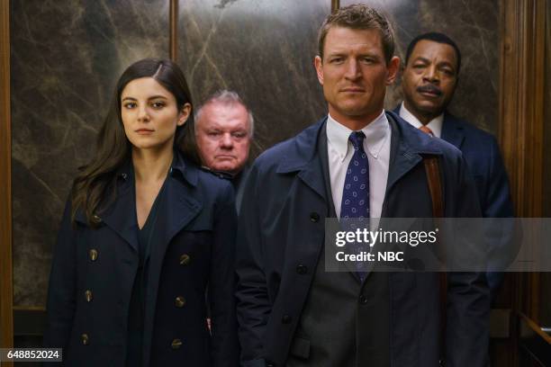 Judge Not" Episode 105 -- Pictured: Monica Barbaro as Anna Valdez, Jack McGee as Priest, Philip Winchester as Peter Stone, Carl Weathers as Mark...