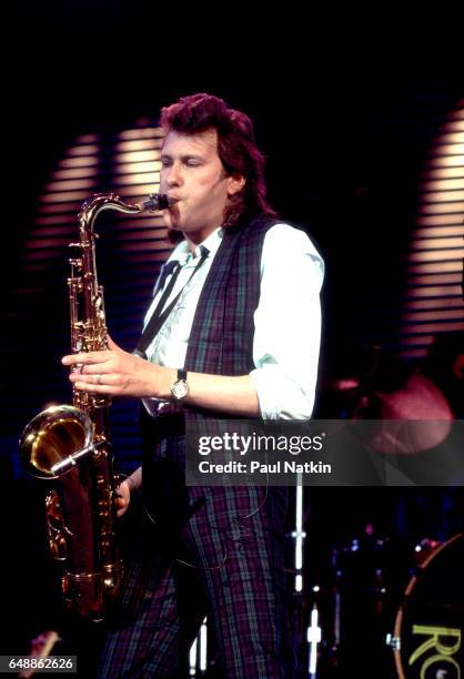 Andy McKay of Roxy Music at the UIC Pavilion in Chicago, Illinois, May 14, 1983.