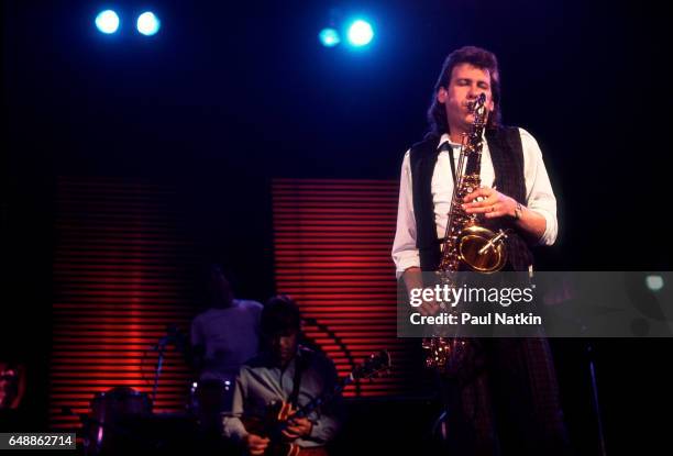 Andy McKay of Roxy Music at the UIC Pavilion in Chicago, Illinois, May 14, 1983.