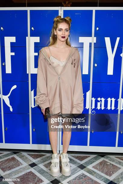 Chiara Ferragni attends FENTY PUMA by Rihanna Fall / Winter 2017 Collection at Bibliotheque Nationale de France on March 6, 2017 in Paris, France.