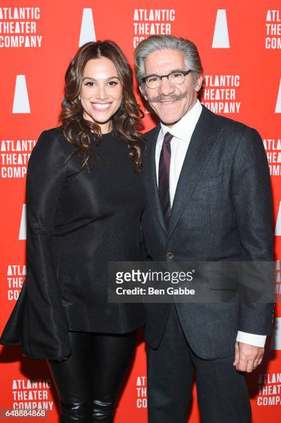 Erica Michelle Levy and reporter Geraldo Rivera attend the Atlantic Theater Company Directors' Choice gala at The Pierre Hotel on March 6, 2017 in...