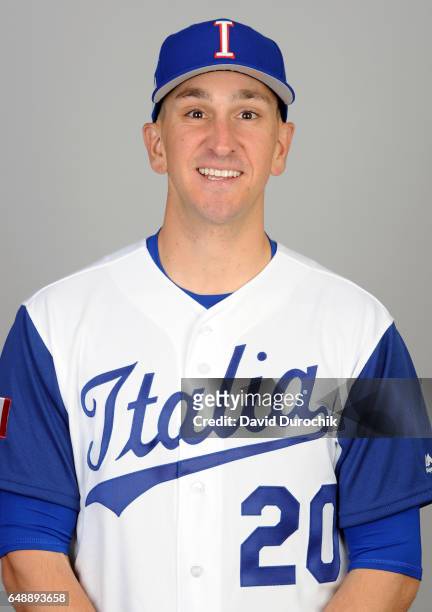 Patrick Venditte of Team Italy poses for a headshot for Pool D of the 2017 World Baseball Classic on Monday, March 6, 2017 at Hohokam Stadium in...