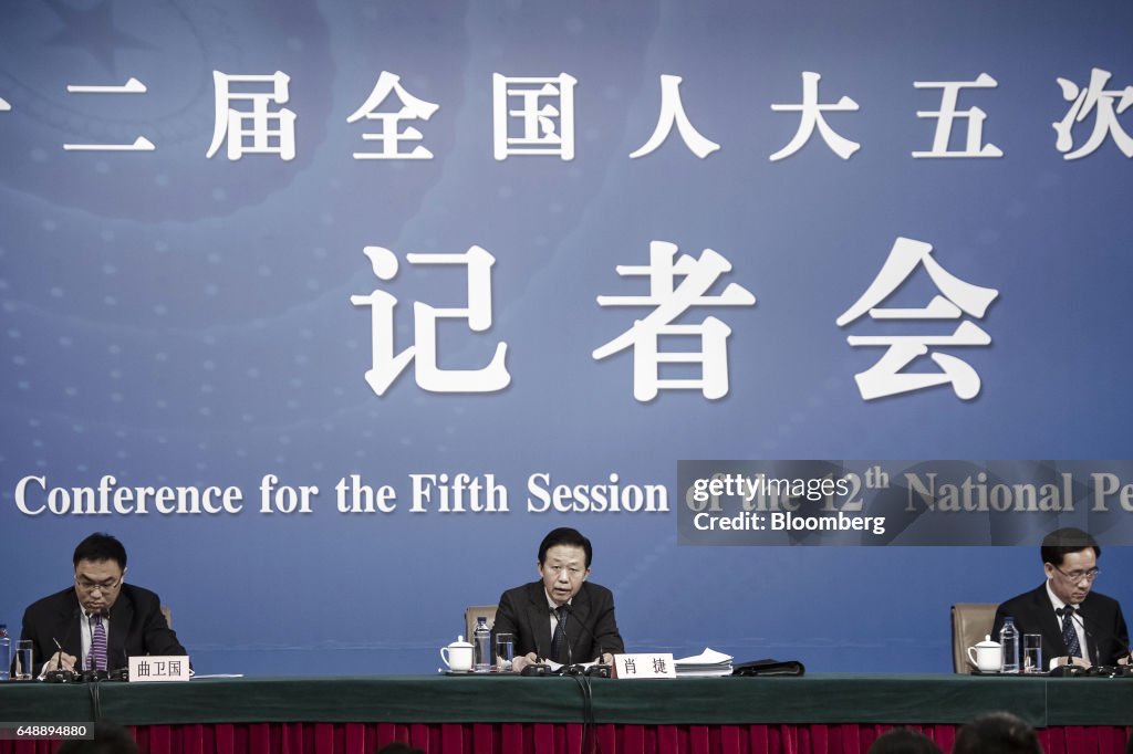 China's Finance Minister Xiao Jie Speaks At News Conference