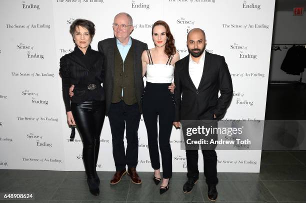 Harriet Walter, Jim Broadbent, Michelle Dockery and Ritesh Batra attend "The Sense Of An Ending" New York screening at The Museum of Modern Art on...