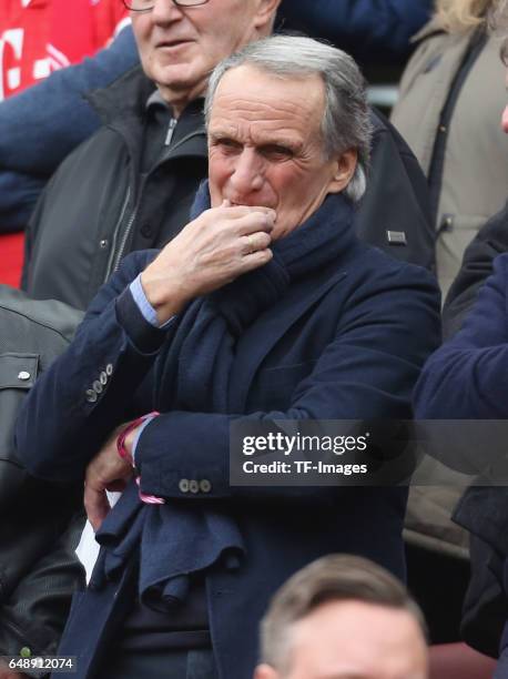 Wolfgang Overath gestures during the Bundesliga match between 1. FC Koeln and Bayern Muenchen at RheinEnergieStadion on March 4, 2017 in Cologne,...