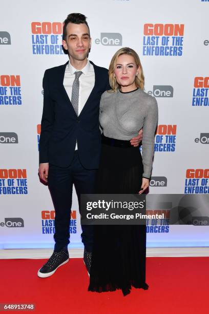 Actors Jay Baruchel and Elisha Cuthbert attend "Goon: Last Of The Enforcers" Premiere at Scotiabank Theatre on March 6, 2017 in Toronto, Canada.