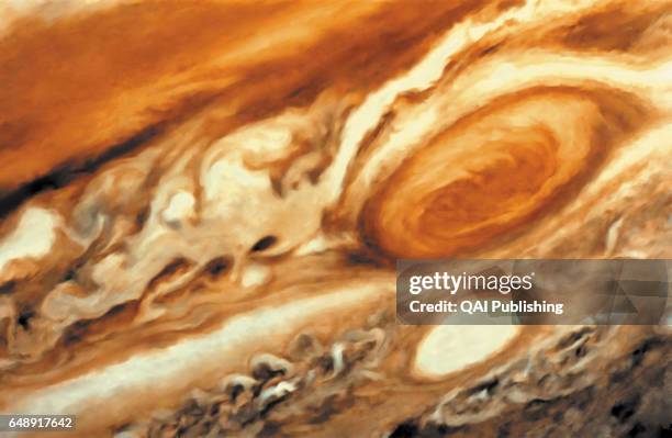 Jupiter, It is thought that the Great Red Spot on Jupiter is a huge storm, twice the size of Earth, with winds of 360 km/h.