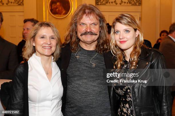 Leslie Mandoki and his wife Eva Mandoki and his daughter Lara Mandoki attend the Man Doki Soulmates Wings Of Freedom Concert in Berlin on March 6,...