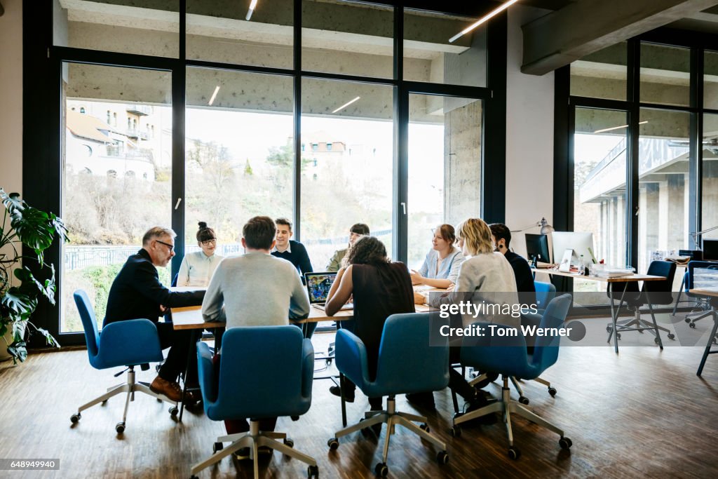 New business meeting on a conference table