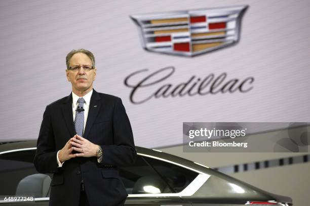 Johan de Nysschen, president of General Motors Co.'s Cadillac unit, unveils the Cadillac Escala concept automobile on the first day of the 87th...