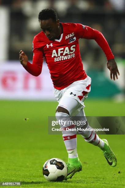 Ridgeciano Haps of AZ Alkmaar in action during the Dutch KNVB Cup Semi-final match between AZ Alkmaar and SC Cambuur held at AFAS Stadion on March 2,...