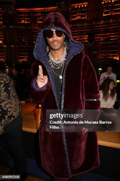 Guest attends the FENTY PUMA by Rihanna show as part of the Paris Fashion Week Womenswear Fall/Winter 2017/2018 on March 6, 2017 in Paris, France.