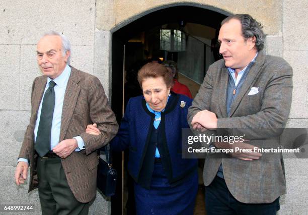 Carlos Zurita, Princess Margarita and Juan Gomez Acebo attend the Princess Margarita's 78th birthday on March 6, 2017 in Madrid, Spain. Princess...