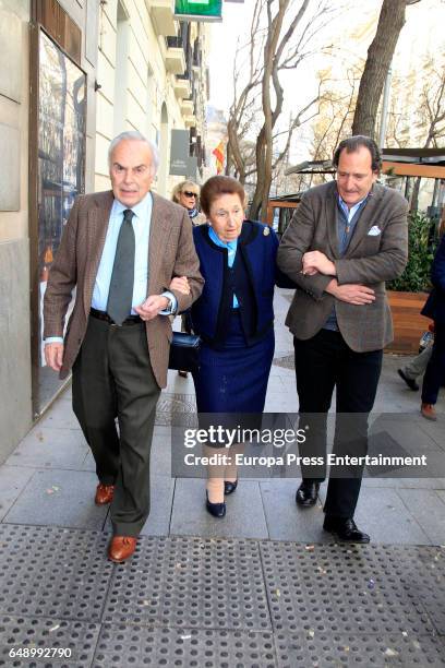 Carlos Zurita, Princess Margarita and Juan Gomez Acebo attend the Princess Margarita's 78th birthday on March 6, 2017 in Madrid, Spain. Princess...