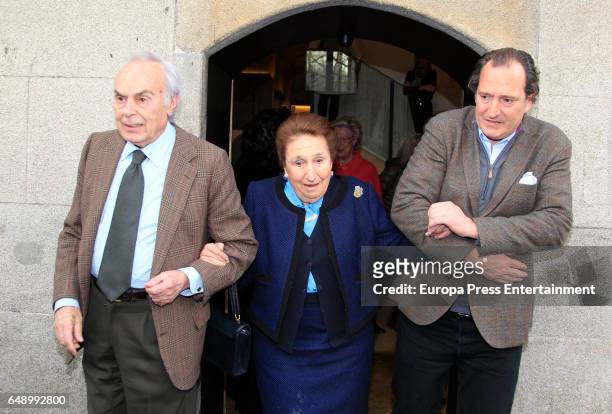 Carlos Zurita, Princess Margarita and Juan Gomez Acebo attend the Princess Margarita's 78th birthday on March 6, 2017 in Madrid, Spain. Princess...