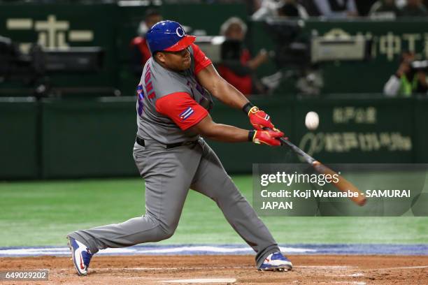 Outfielder Alfredo Despaigne of Cuba at bat in the top of the fourth inning during the World Baseball Classic Pool B Game One between Cuba and Japan...