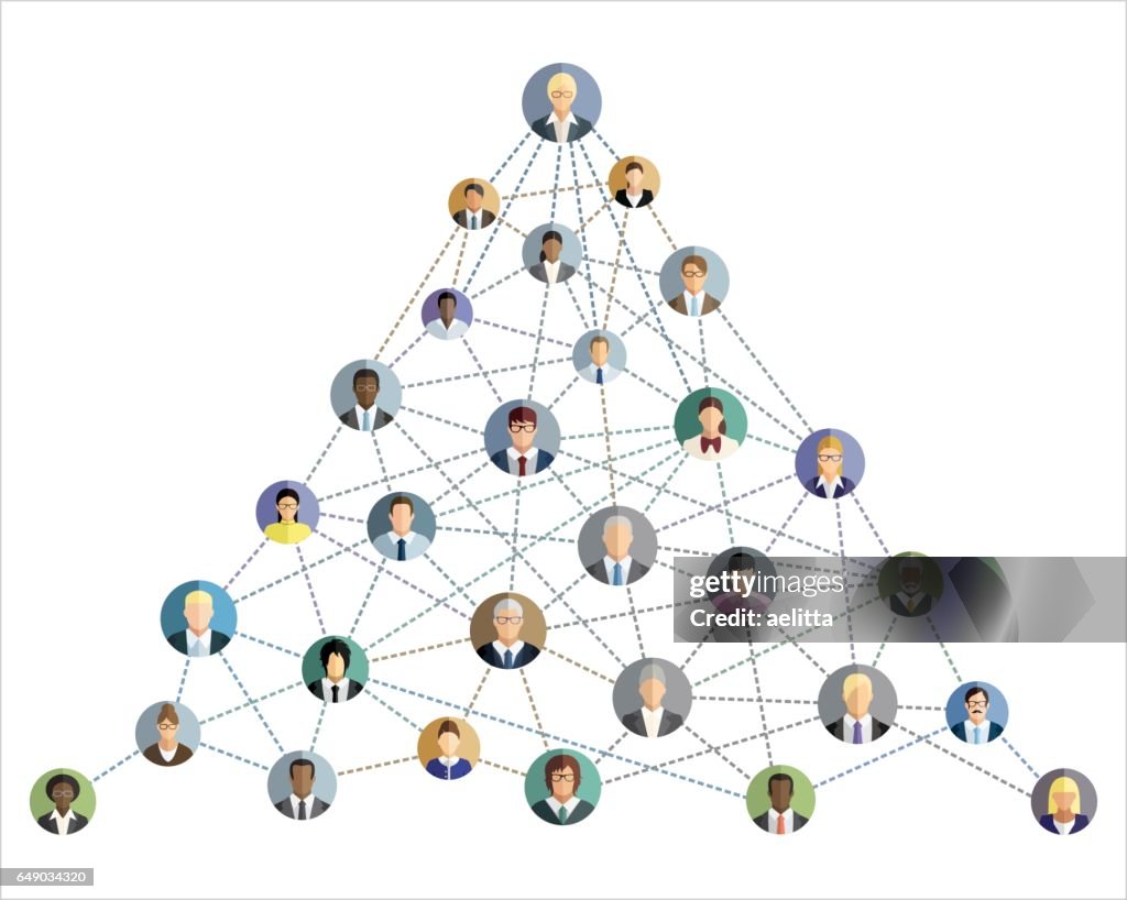 Vektorillustration av en abstrakt sociala nätverk system, som innehåller människor ikoner anslutna till varandra.