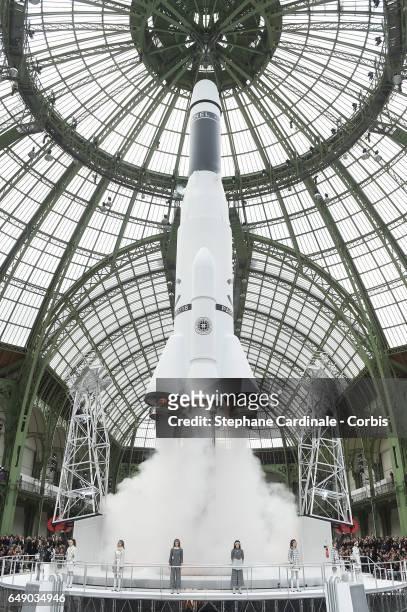 General view of the runway with the Chanel Rocket during the Chanel show as part of the Paris Fashion Week Womenswear Fall/Winter 2017/2018 on March...