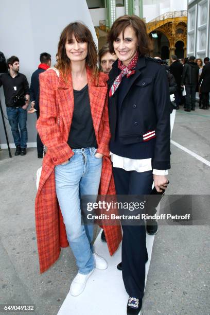 Caroline de Maigret and Ines de la Fressange attend the Chanel show as part of the Paris Fashion Week Womenswear Fall/Winter 2017/2018 on March 7,...