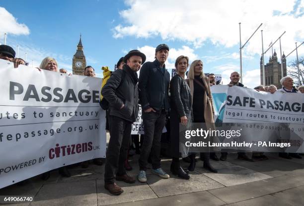 Toby Jones, Rhys Ifans, Juliet Stevenson and Joely Richardson outside the Houses of Parliament in central London, where she appealed to MPs to...