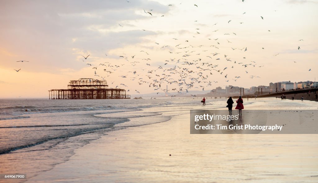 The West Pier Brighton at Sunset