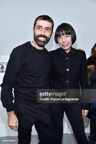 Giambattista Valli and Angelica Cheung attend the Moncler Gamme Rouge show as part of the Paris Fashion Week Womenswear Fall/Winter 2017/2018 on...