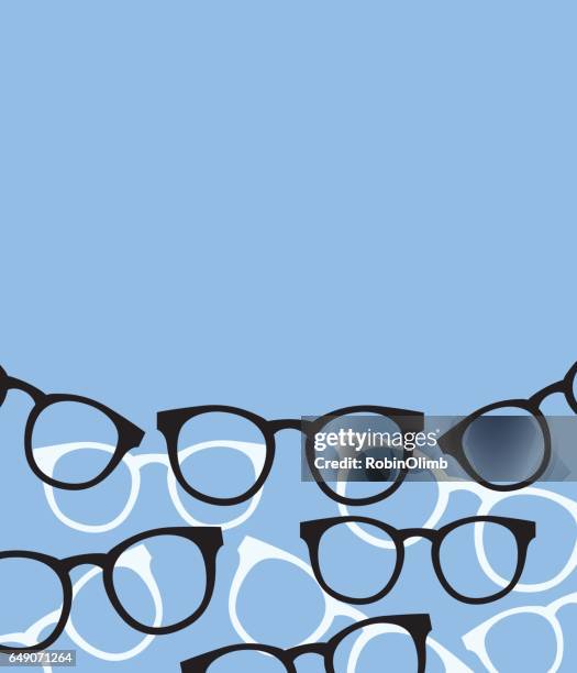 brille auf blauem hintergrund - eyeglasses stock-grafiken, -clipart, -cartoons und -symbole