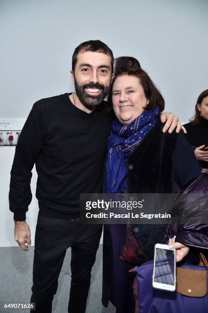 Giambattista Valli and Suzy Menkes attend the Moncler Gamme Rouge show as part of the Paris Fashion Week Womenswear Fall/Winter 2017/2018 on March 7,...