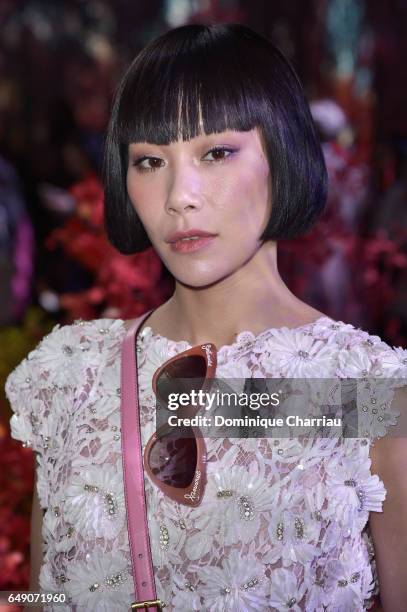 Mademoiselle Yulia attends the Moncler Gamme Rouge show as part of the Paris Fashion Week Womenswear Fall/Winter 2017/2018 on March 7, 2017 in Paris,...