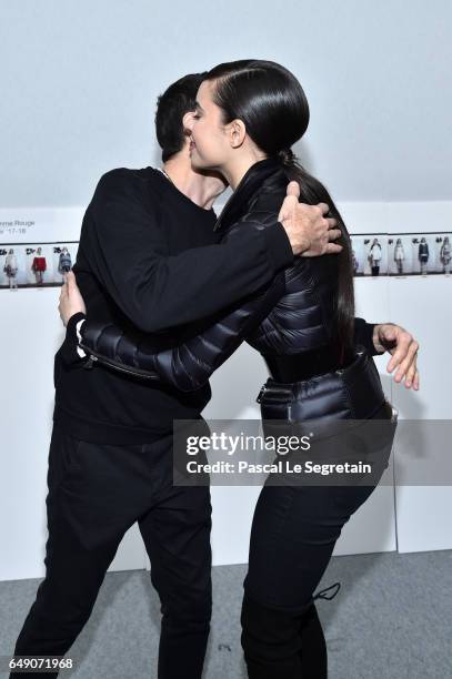 Giambattista Valli and Sofia Carson attend the Moncler Gamme Rouge show as part of the Paris Fashion Week Womenswear Fall/Winter 2017/2018 on March...