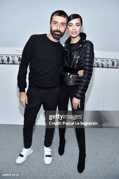 Giambattista Valli and Sofia Carson attend the Moncler Gamme Rouge show as part of the Paris Fashion Week Womenswear Fall/Winter 2017/2018 on March...