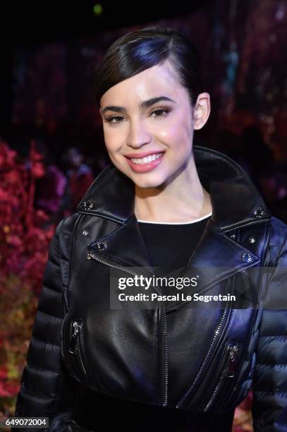 Sofia Carson attends the Moncler Gamme Rouge show as part of the Paris Fashion Week Womenswear Fall/Winter 2017/2018 on March 7, 2017 in Paris,...