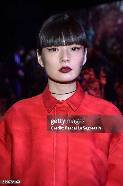 Kozue Hakimoto attends the Moncler Gamme Rouge show as part of the Paris Fashion Week Womenswear Fall/Winter 2017/2018 on March 7, 2017 in Paris,...