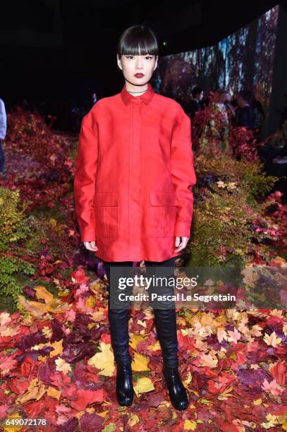 Kozue Hakimoto attends the Moncler Gamme Rouge show as part of the Paris Fashion Week Womenswear Fall/Winter 2017/2018 on March 7, 2017 in Paris,...