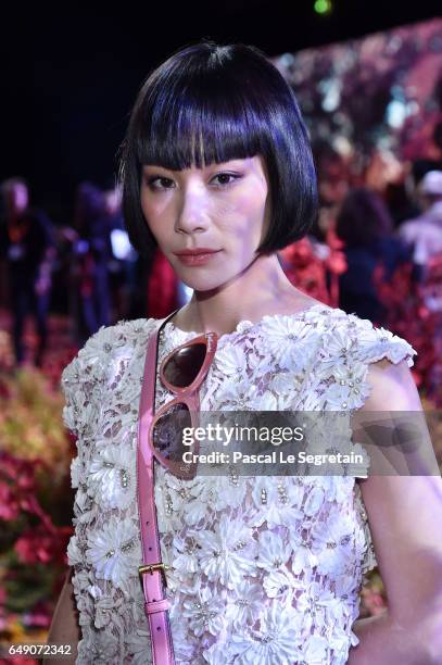 Mademoiselle Yulia attends the Moncler Gamme Rouge show as part of the Paris Fashion Week Womenswear Fall/Winter 2017/2018 on March 7, 2017 in Paris,...