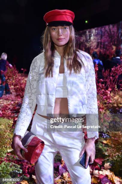 Alina Baikova attends the Moncler Gamme Rouge show as part of the Paris Fashion Week Womenswear Fall/Winter 2017/2018 on March 7, 2017 in Paris,...
